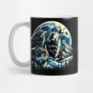 Three Wolves howling at the moon - Moonlight Mug